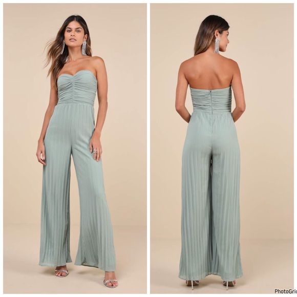 Lulus Pants - NWOT Lulu’s Certainly Charming Sage Strapless Jumpsuit S $79 Small